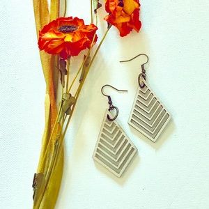 Wood diamond cut earrings